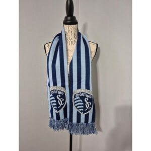 Men's Unbranded Navy Blue Light Blue Striped Sporting KC Scarf One Size